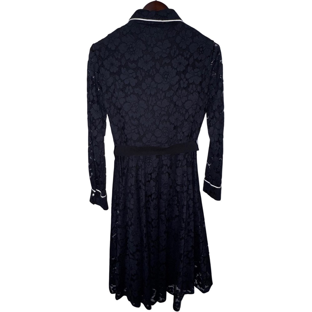 CH Carolina Herrera Floral Lace Peter Pan Collar Dress Women 10 Black Luxury - Picture 4 of 16